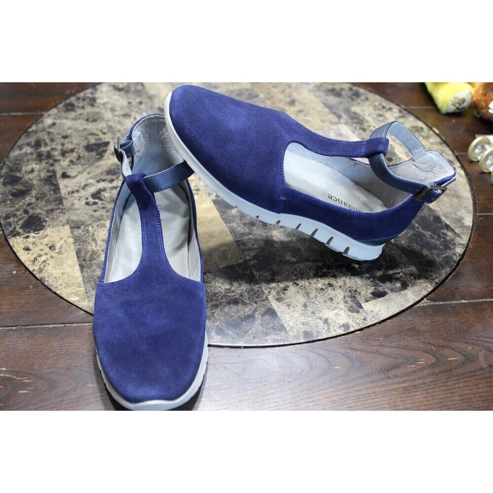 Sundance Mamzelle Blue Suede T-strap Shoes Loafers Women's Size 37 US 7